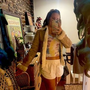 Gorgeous penny lane style shearling & leather jacket